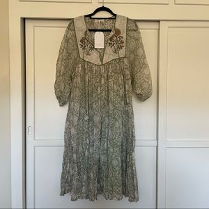 Daughters of India Diya Midi Dress - pistachio